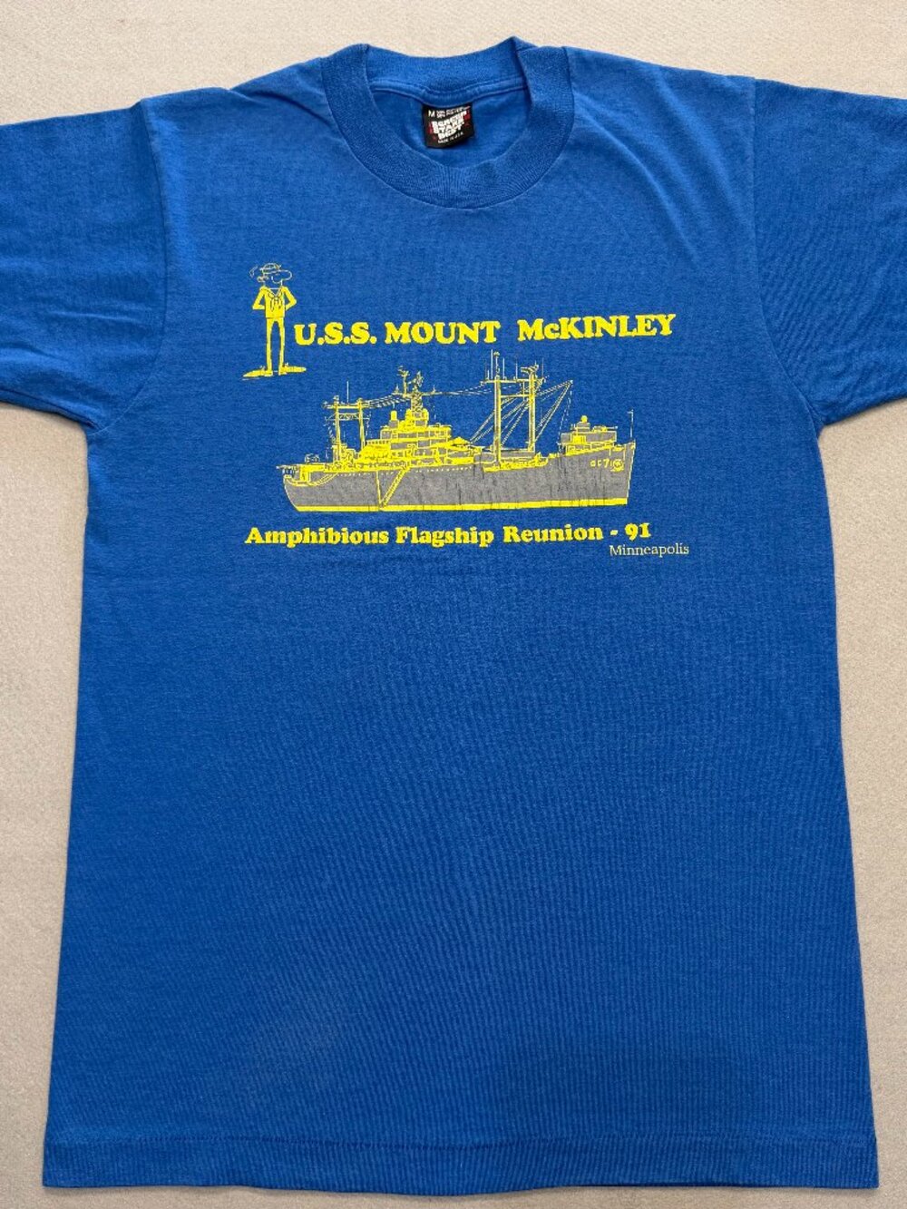 Vintage 1991 USS Mount McKinley Navy Reunion Single Stitch T Shirt M